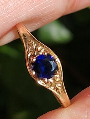 Antique Vintage 10k Blue Sapphire Ring Size 6